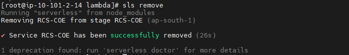 command used to test the function developed locally from terminal