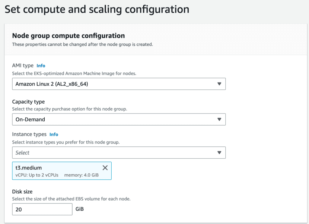 set compute & scaling configuration